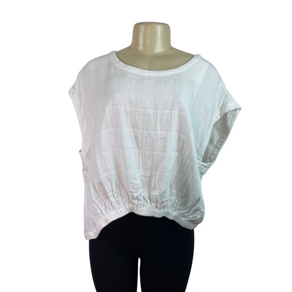 Grade & Gather Women’s White Textured Relaxed Fit Shirt Size L - New - Picture 1 of 7